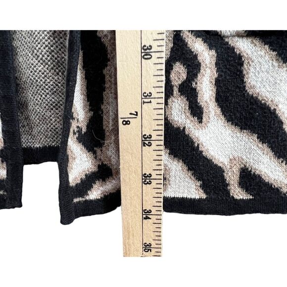 Chicos Maggie Duster Womens Small Black Tan Zebra Open Sweater Vest Lightweight - Picture 9 of 16